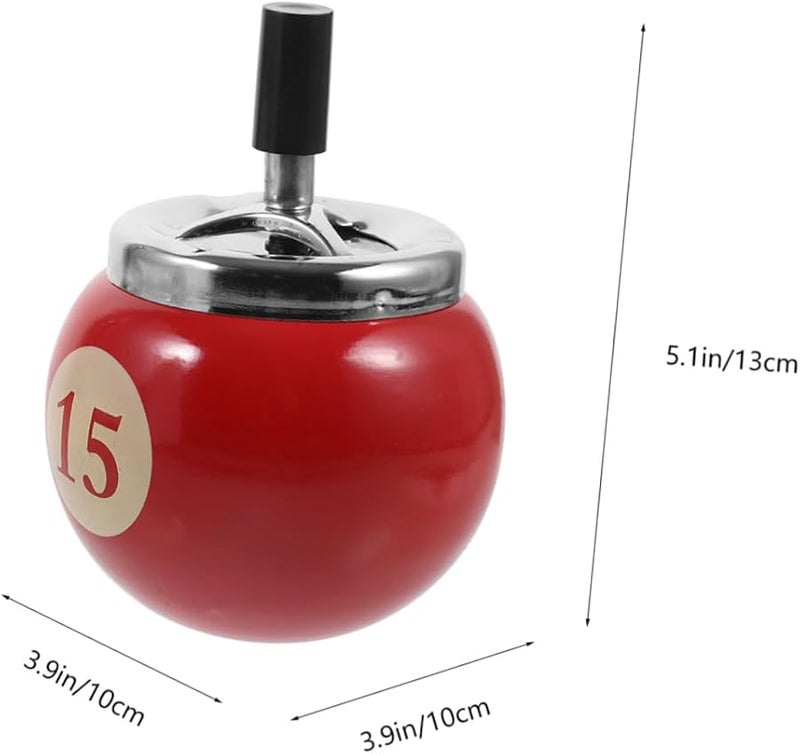 PACKOVE Portable Metal Ashtray Automatic Windproof Billiard Design Lightweight Ash Holder - Image 2